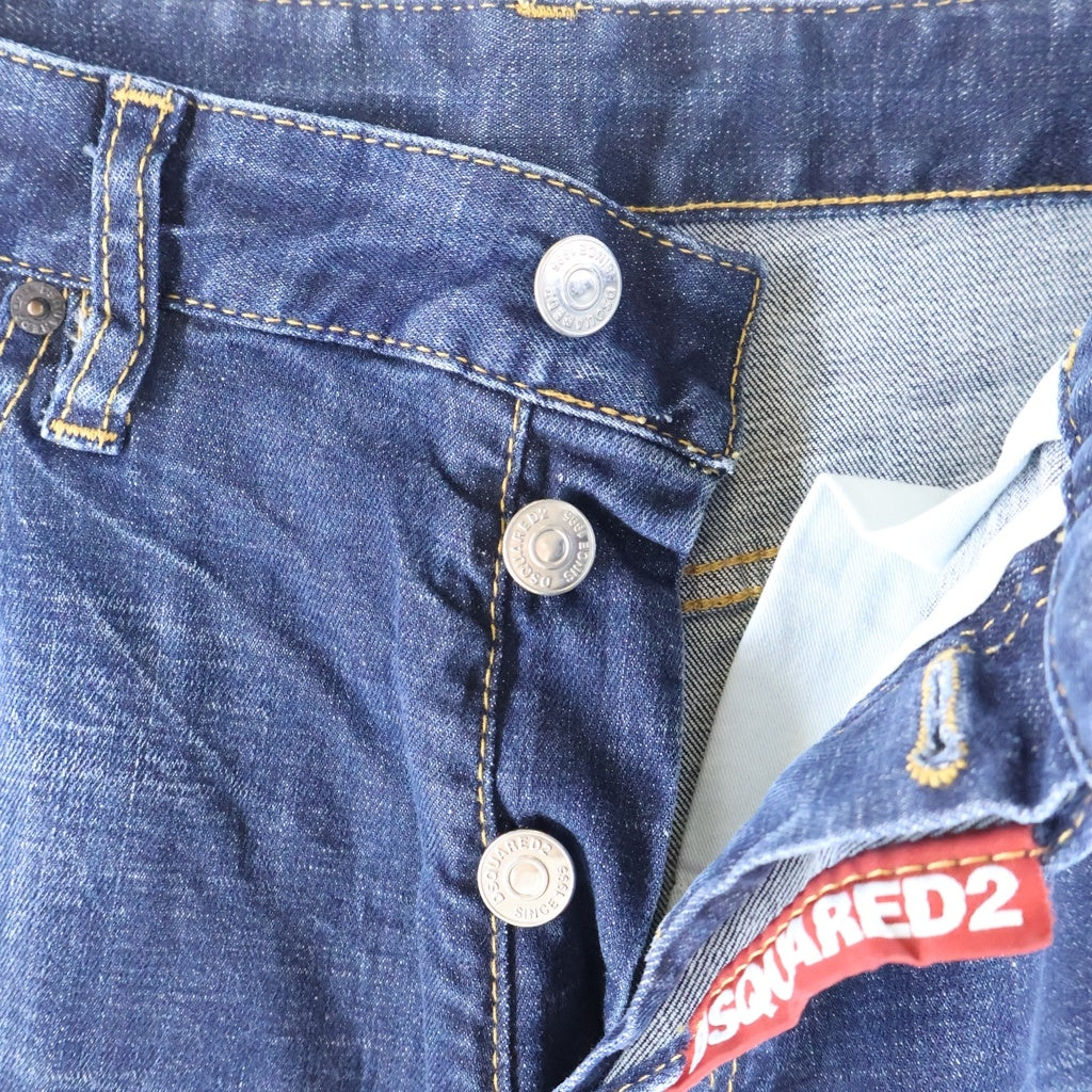 DSQUARED2(ディースクエアード) BIG BRAD JEAN ビッグブラッドジーン ペンキ加工 ユーズド加工 ボタンフライデニムパンツ インディゴ S71LB0745 S30342