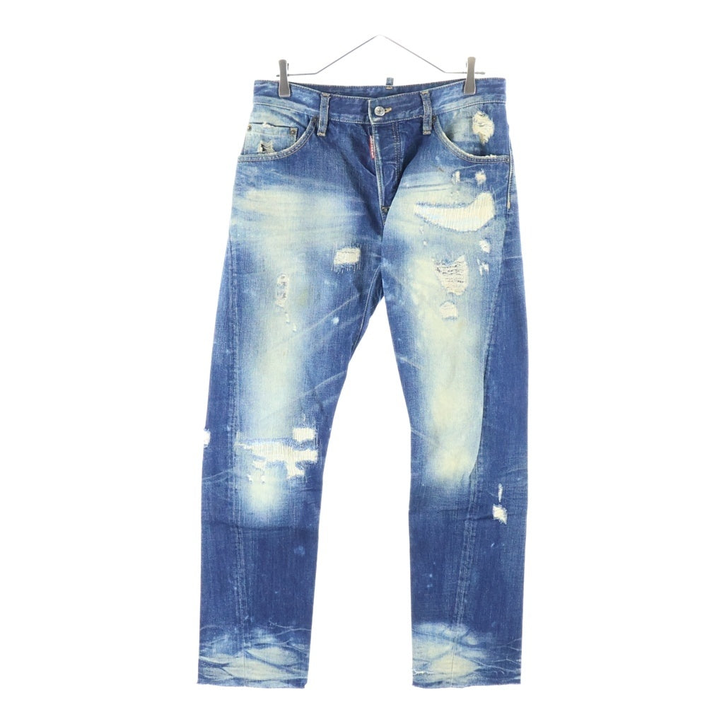 DSQUARED2(ディースクエアード) CLASSIC KENNY TWIST JEAN クラシックケニーツイストジーン クラッシュ リペア加工 ボタンフライデニムパンツ インディゴ 71LA338