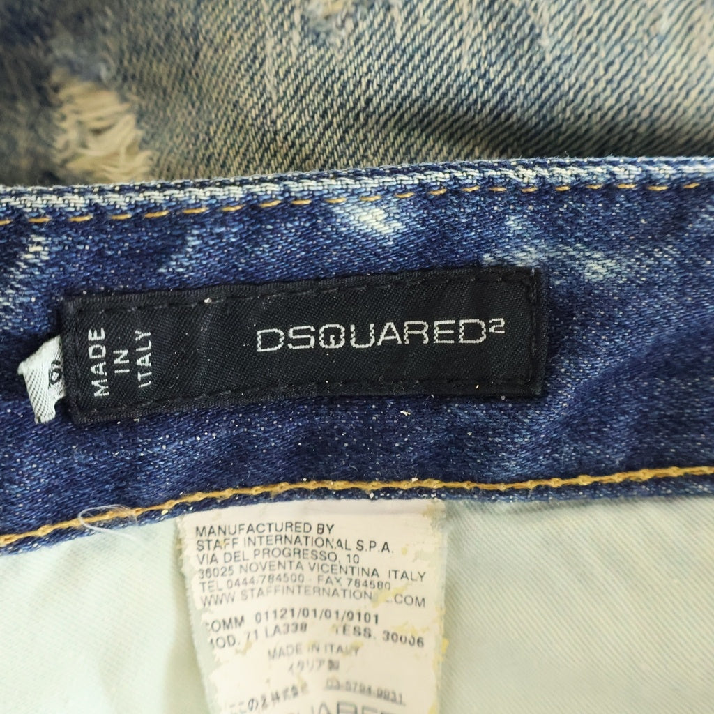 DSQUARED2(ディースクエアード) CLASSIC KENNY TWIST JEAN クラシックケニーツイストジーン クラッシュ リペア加工 ボタンフライデニムパンツ インディゴ 71LA338