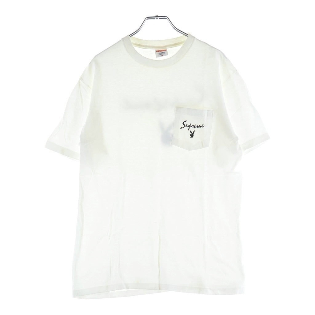 SUPREME(シュプリーム) 11SS ×Playboy Pocket Tee プレイボーイ ロゴプリント ポケットTシャツ 半袖クルーネックカットソー ホワイト