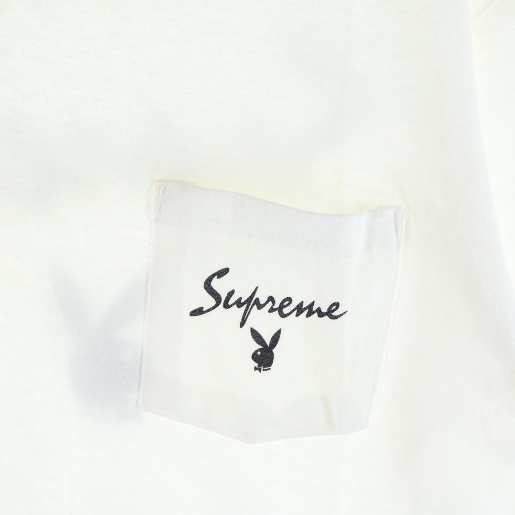 SUPREME(シュプリーム) 11SS ×Playboy Pocket Tee プレイボーイ ロゴプリント ポケットTシャツ 半袖クルーネックカットソー ホワイト