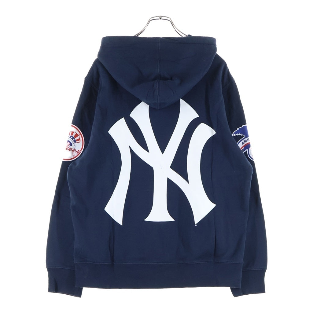 SUPREME(シュプリーム) 15SS ×New York Yankees 47 Brand Hooded Sweatshirt ニューヨークヤンキース 両面ロゴプリント プルオーバースウェットパーカー フーディー ネイビー