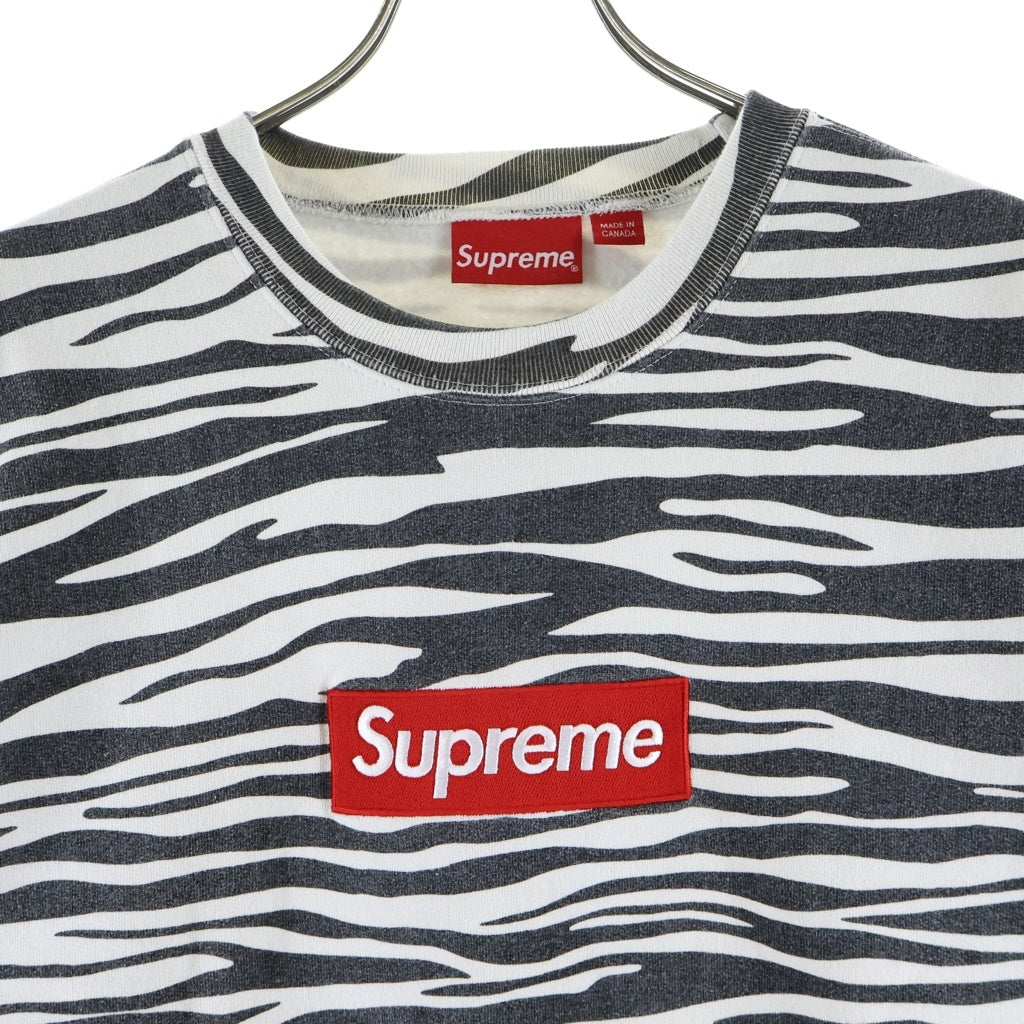 SUPREME(シュプリーム) 22AW Box Logo Crewneck Zebra ゼブラ柄 ボックスロゴ クルーネックスウェットトレーナー ブラック/ホワイト