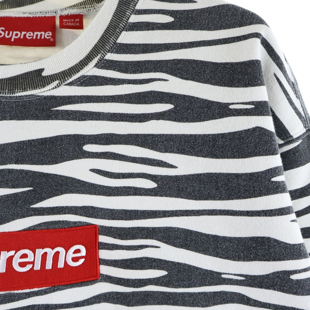 SUPREME(シュプリーム) 22AW Box Logo Crewneck Zebra ゼブラ柄 ボックスロゴ クルーネックスウェットトレーナー ブラック/ホワイト