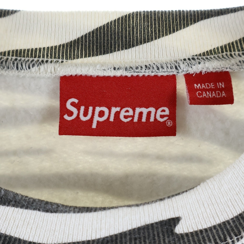SUPREME(シュプリーム) 22AW Box Logo Crewneck Zebra ゼブラ柄 ボックスロゴ クルーネックスウェットトレーナー ブラック/ホワイト
