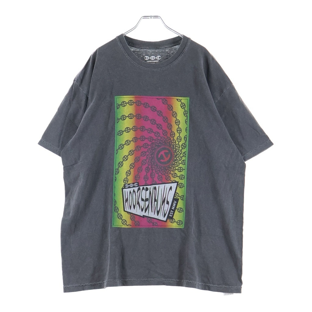 HOORSENBUHS(ホーセンブース) UNDER R TEE アンダーアール ウォッシュ加工 フロントプリントTシャツ 半袖クルーネックカットソー グレー 3920900370