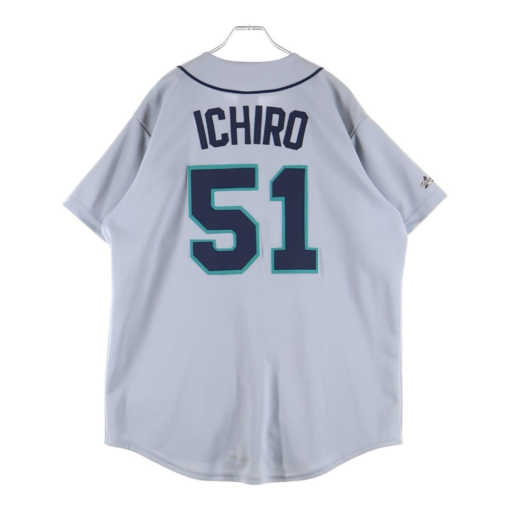 Majestic(マジェスティック) MLB SEATTLE MARINERS シアトル マリナーズ イチロー 半袖 ベースボールシャツ グレー