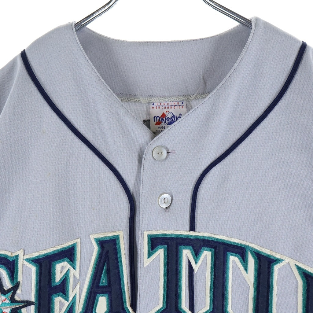 Majestic(マジェスティック) MLB SEATTLE MARINERS シアトル マリナーズ イチロー 半袖 ベースボールシャツ グレー