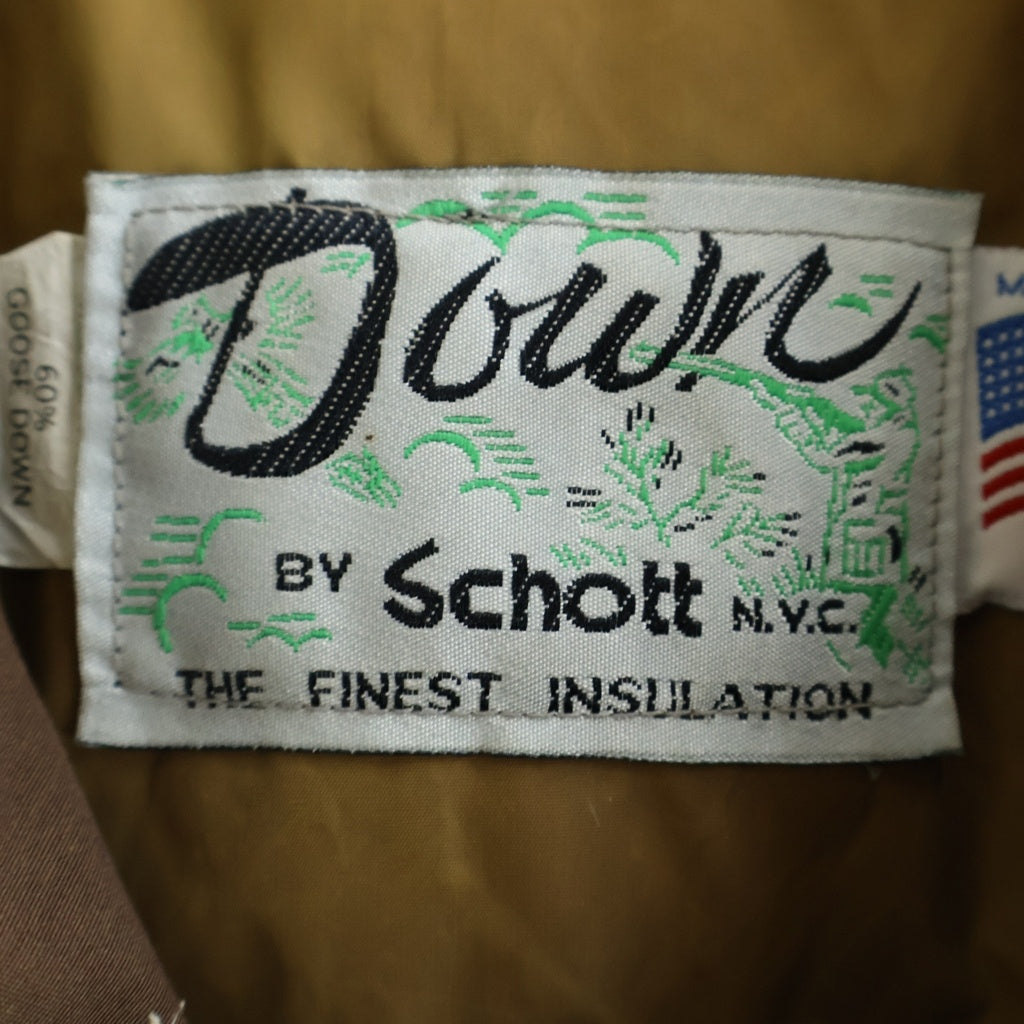 SCHOTT(ショット) 80S VINTAGE GOOSE DOWN JAKCET ヴィンテージ USA製 ヨークレザー グースダウンジャケット ブラウン