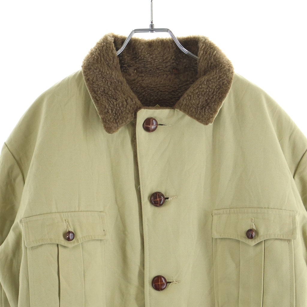 VINTAGE(ヴィンテージ) 60-70S VINTAGE H.I.S.SPORTSWEAR SAFARI JACKET ヴィンテージ 裏地ボア レザーエルボーパッチ クルミボタン サファリジャケット ベージュ/ブラウン レディース