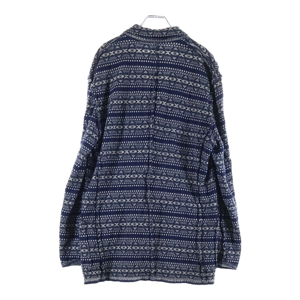 COMME des GARCONS HOMME(コムデギャルソンオム) 02AW AD2002 田中オム期 幾何学柄 ウールテーラードジャケット ネイビー/グレー HH-J019