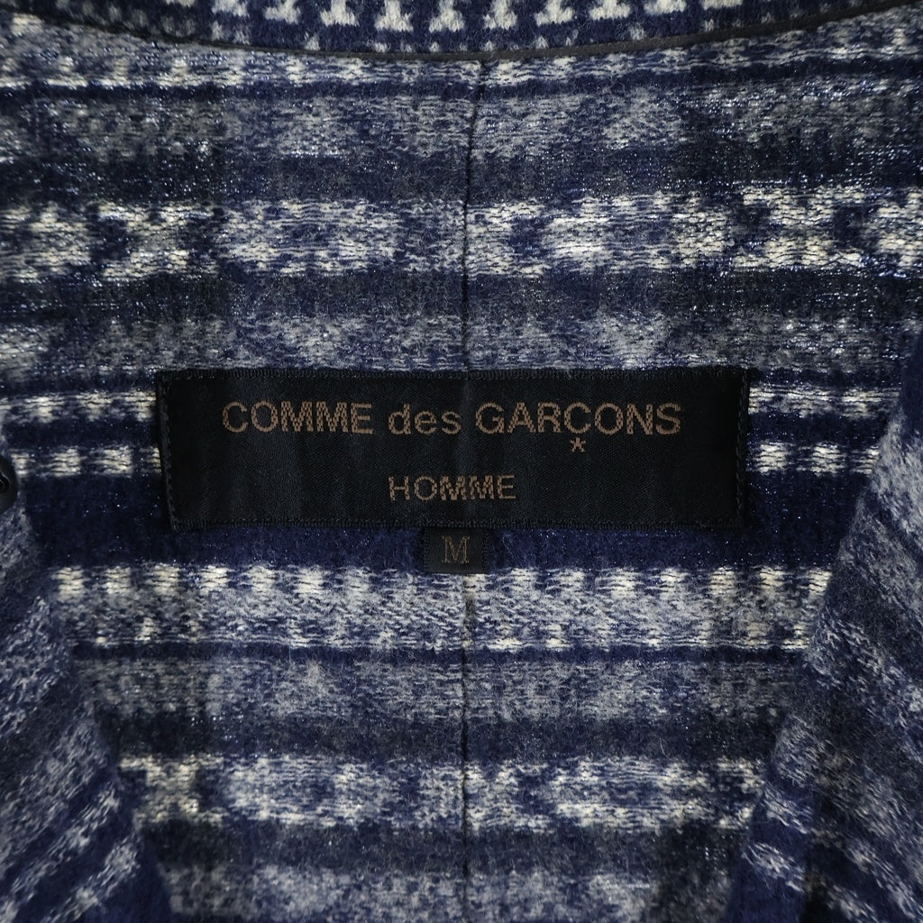 COMME des GARCONS HOMME(コムデギャルソンオム) 02AW AD2002 田中オム期 幾何学柄 ウールテーラードジャケット ネイビー/グレー HH-J019