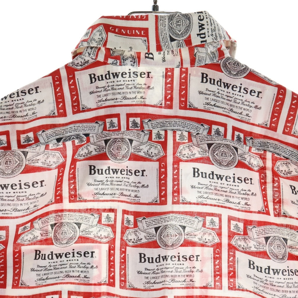 VINTAGE(ヴィンテージ) 70S VINTAGE BUDWEISER S/S SHIRT ヴィンテージ バドワイザー ロゴ総柄 半袖ボタンシャツ レッド/ホワイト