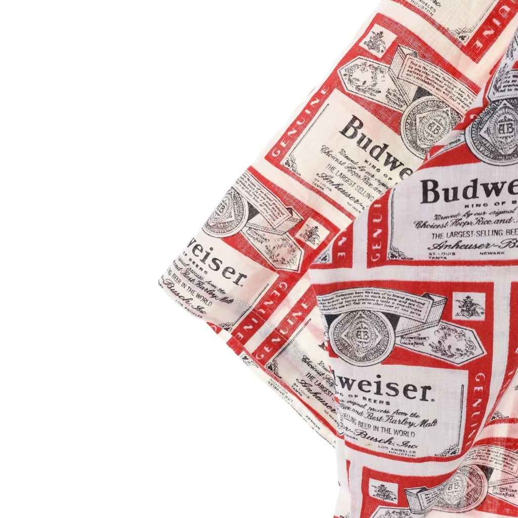 VINTAGE(ヴィンテージ) 70S VINTAGE BUDWEISER S/S SHIRT ヴィンテージ バドワイザー ロゴ総柄 半袖ボタンシャツ レッド/ホワイト