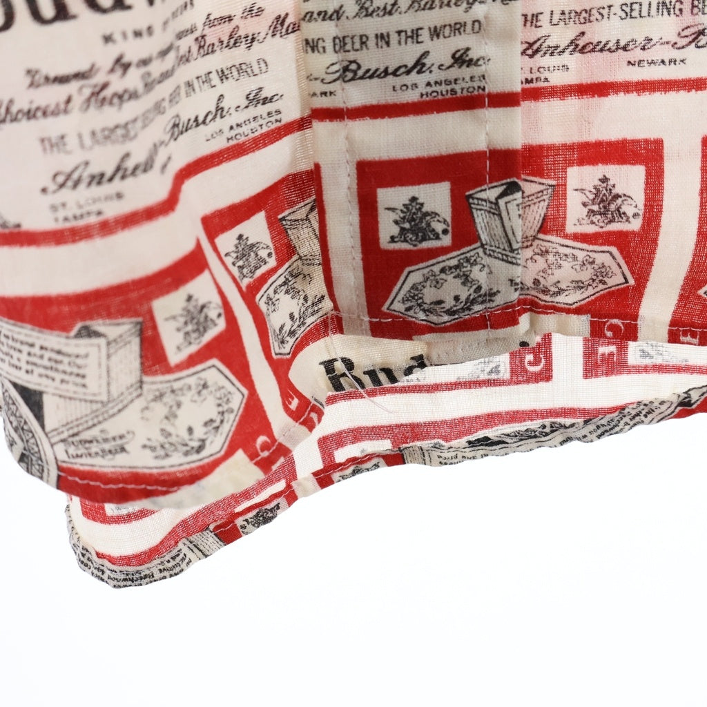 VINTAGE(ヴィンテージ) 70S VINTAGE BUDWEISER S/S SHIRT ヴィンテージ バドワイザー ロゴ総柄 半袖ボタンシャツ レッド/ホワイト