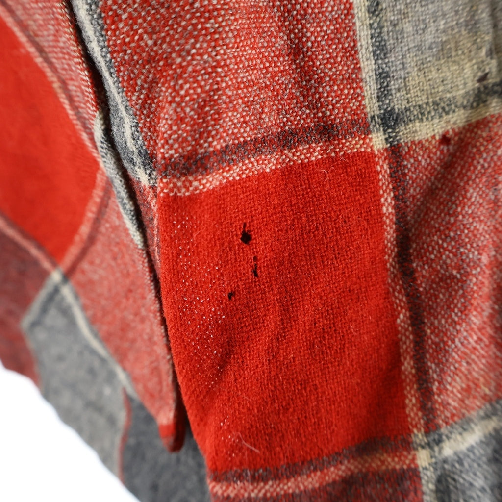 PENDLETON(ペンドルトン) 50S VINTAGE WOOL JACKET ヴィンテージ 白タグ ブロックチェック ウールボタンジャケット レディース レッド/グレー
