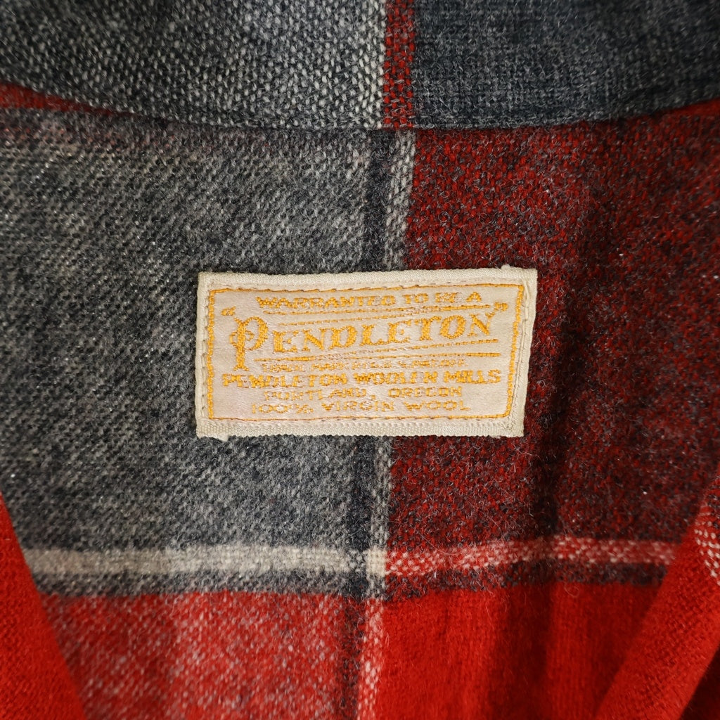 PENDLETON(ペンドルトン) 50S VINTAGE WOOL JACKET ヴィンテージ 白タグ ブロックチェック ウールボタンジャケット レディース レッド/グレー