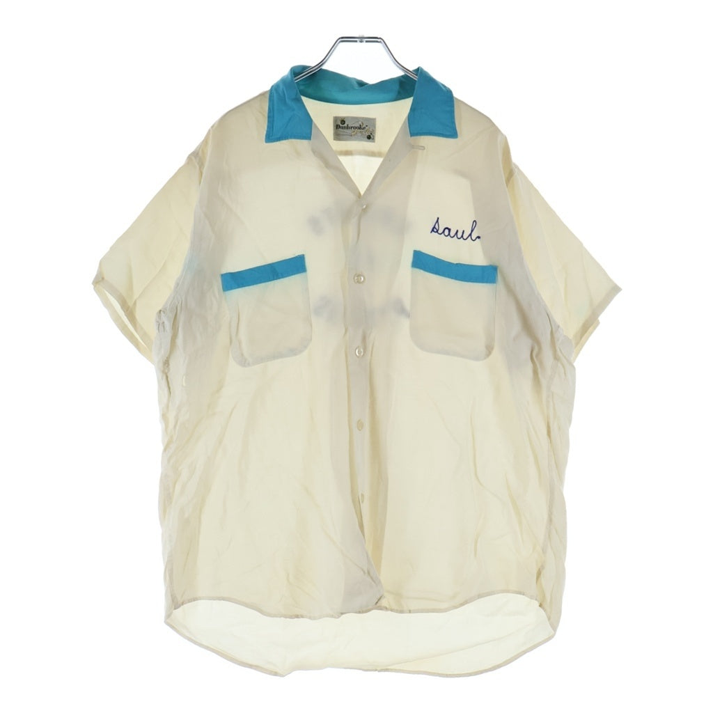 VINTAGE(ヴィンテージ) 60S VINTAGE DUNBROOKE S/S BOWLING SHIRT ヴィンテージ 両面刺繍デザイン 半袖ボーリングシャツ ホワイト/ブルー
