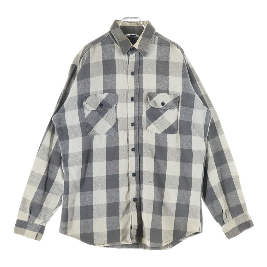 VINTAGE(ヴィンテージ) 80S VINTAGE FIVE BROTHER TALL MAN L/S HEAVY NEL-SHIRT ヴィンテージ トールマン チェック柄 長袖ヘビーネルシャツ グレー/ブラック