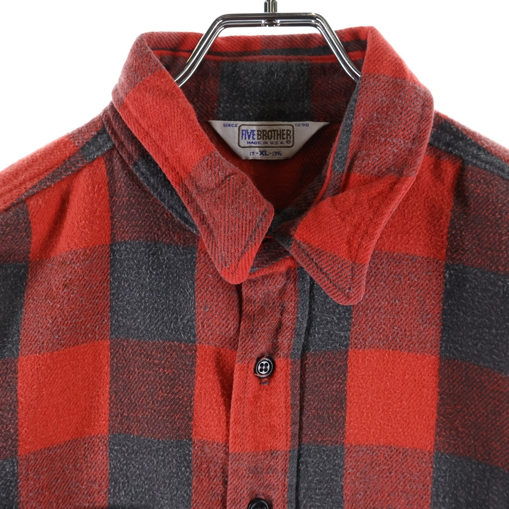 VINTAGE(ヴィンテージ) 80S VINTAGE FIVE BROTHER L/S HEAVY NEL-SHIRT ヴィンテージ チェック柄 長袖ヘビーネルシャツ レッド/ブラック