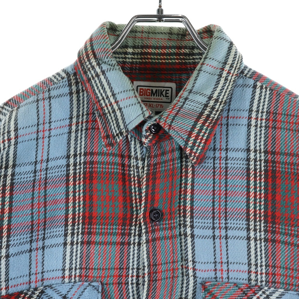 VINTAGE(ヴィンテージ) 70-80S VINTAGE BIGMIKE L/S HEAVY NEL-SHIRT ヴィンテージ ビッグマイク チェック柄 USA製 長袖ヘビーネルシャツ ブルー/レッド
