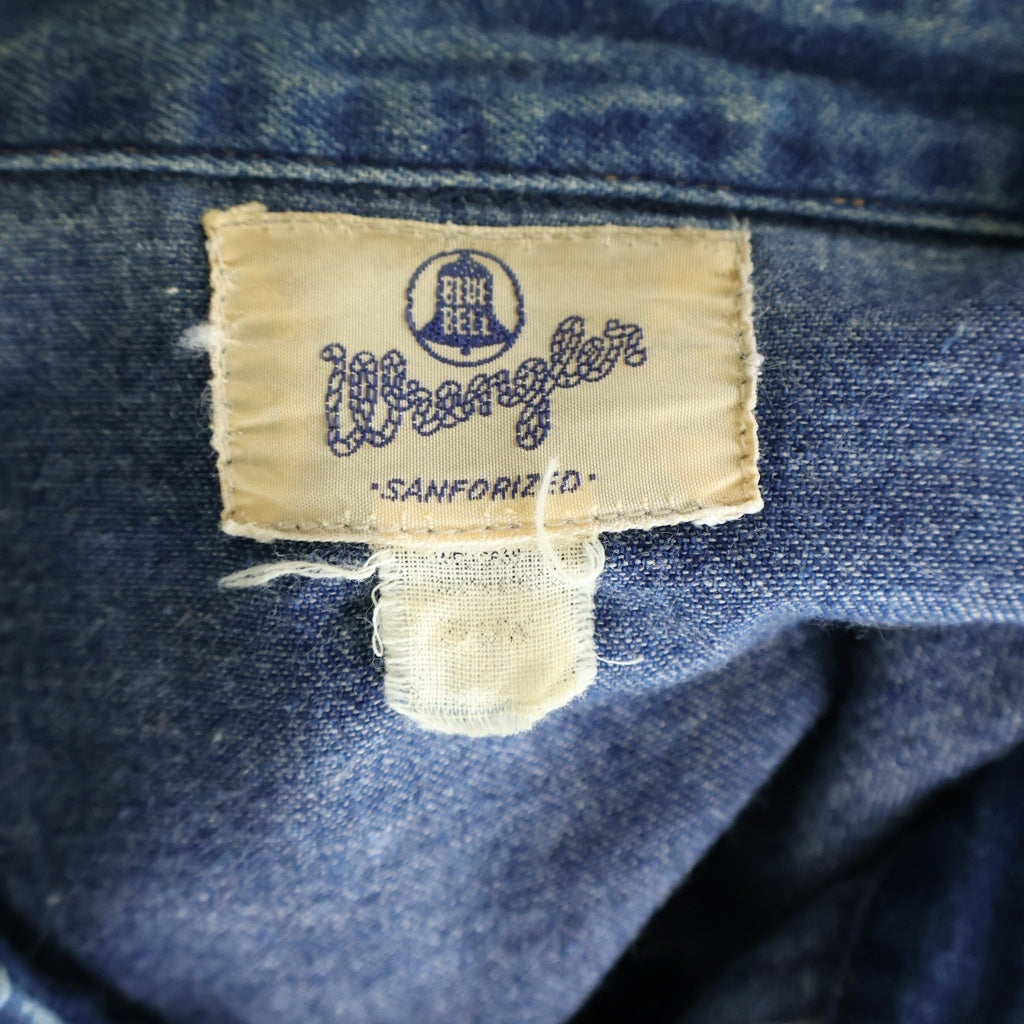 Wrangler(ラングラー) 50S VINTAGE 27-MW DENIM WESTERN SHIRT ヴィンテージ 縦ベルタグ 長袖デニムウェスタンシャツ インディゴ