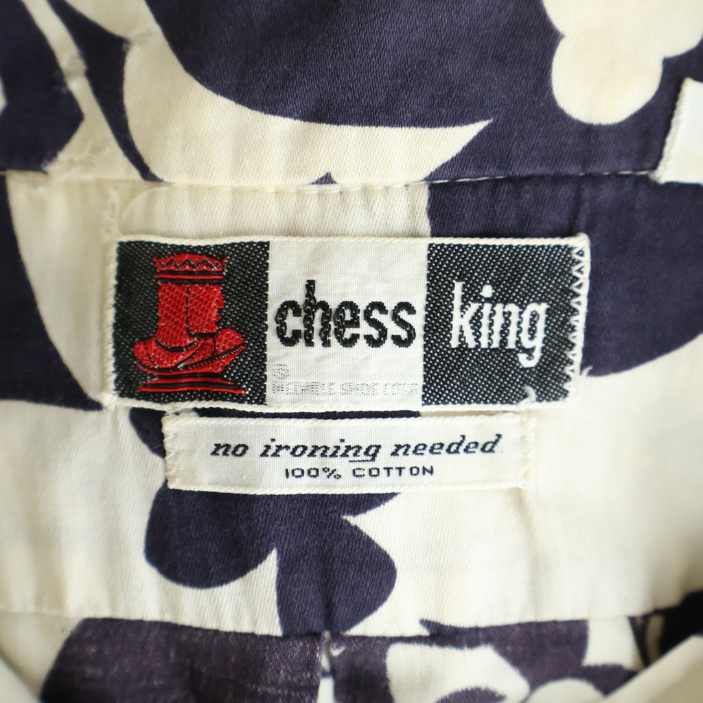 VINTAGE(ヴィンテージ) 60-70S VINTAGE CHESS KING L/S SHIRT ヴィンテージ フローラル総柄 長袖シャツ ネイビー/ホワイト