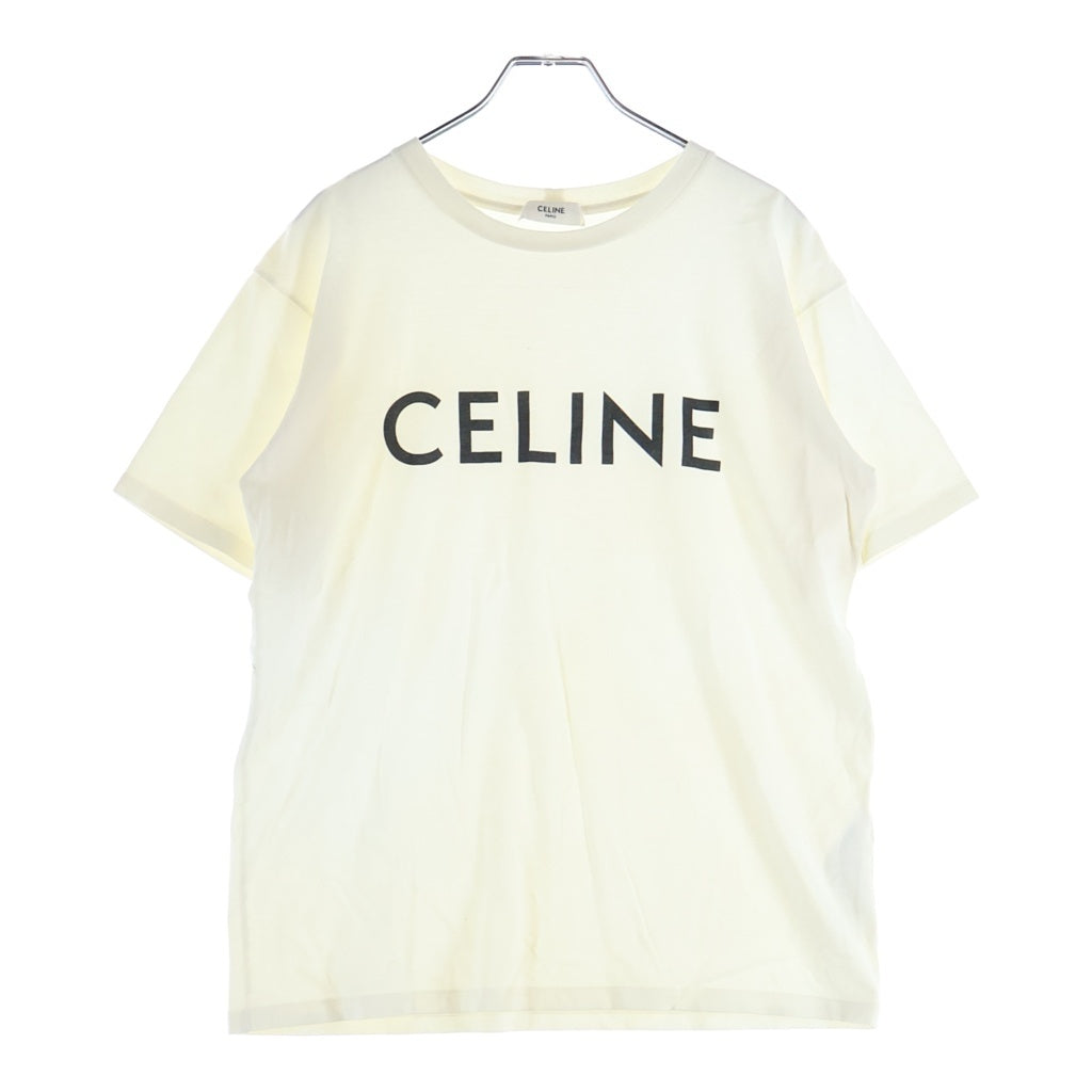 CELINE(セリーヌ) ロゴプリント ルーズ クルーネック半袖Tシャツ カットソー ホワイト 2X764671Q