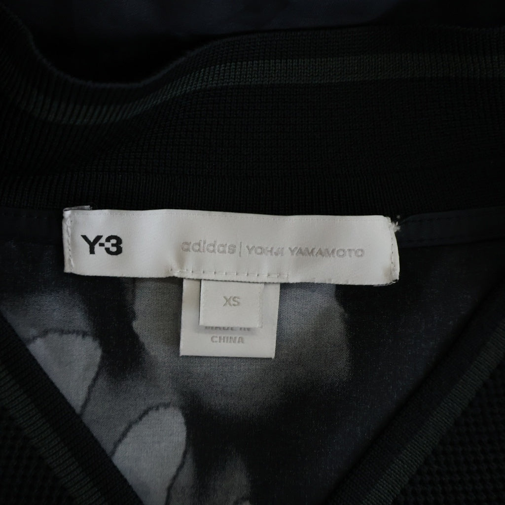 adidas(アディダス) ×Y-3 3-Stripes Short Sleeve Tee ワイスリー スリーストライプス ロゴエンブロイダリー ナイロン Vネック半袖Tシャツ カットソー ブラック HN1975 2J0001