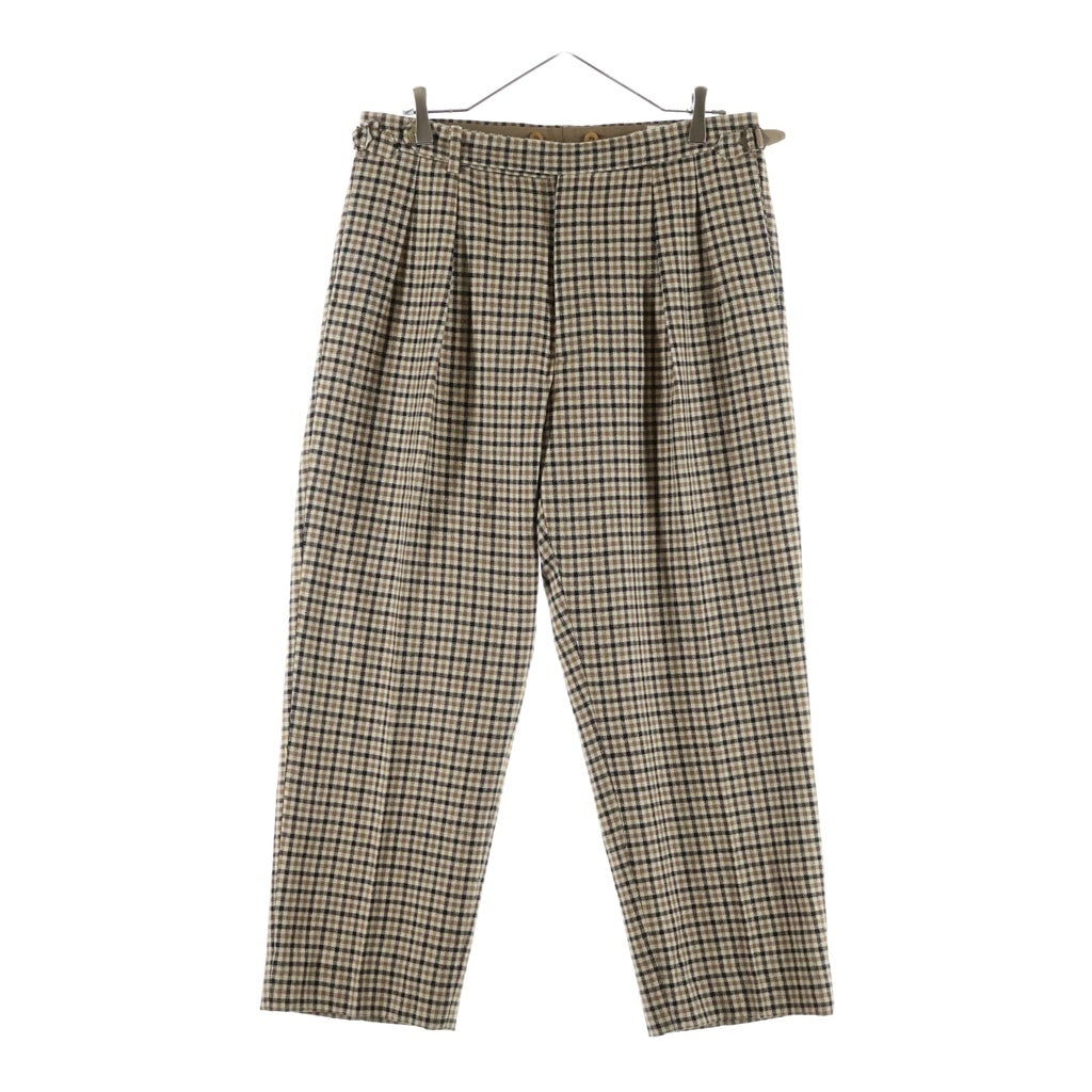 KAPTAIN SUNSHINE(キャプテンサンシャイン) Two Pleats Trousers ツープリーツ チェック トラウザーズ スラックスパンツ ブラウン KS8FPT03