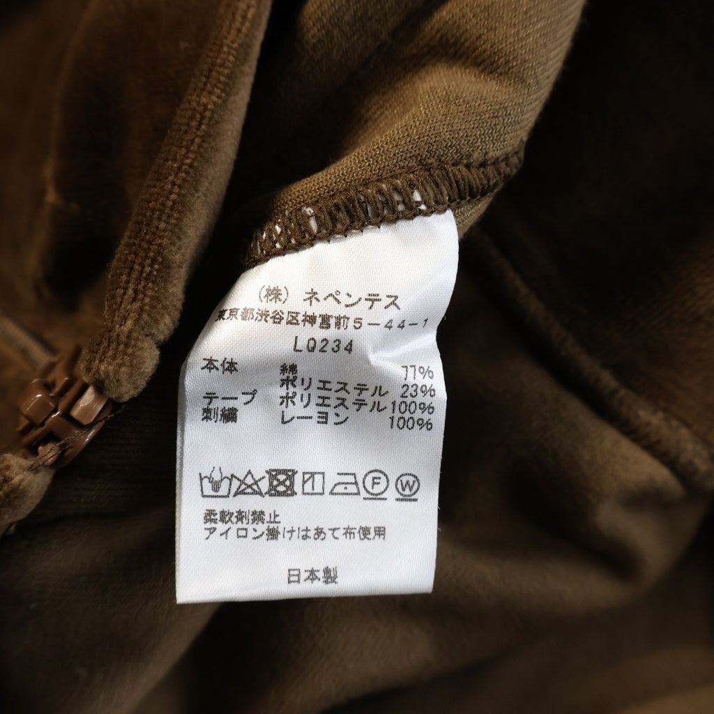 Needles(ニードルス) Velour Track Jacket ベロア トラックジャケット ブラウン LQ234