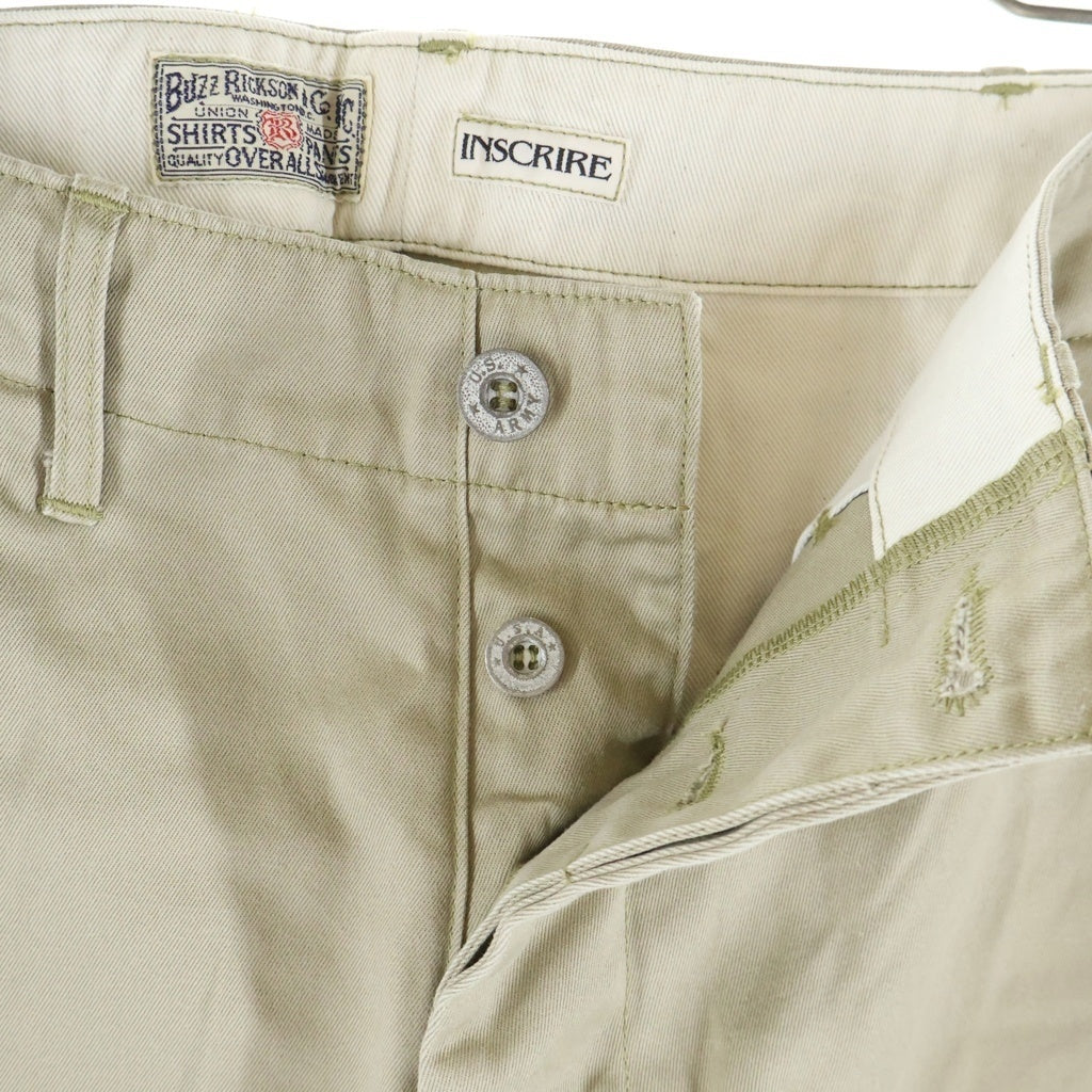 Buzz Rickson's(バズリクソンズ) ×INSCRIRE ×BEAMS アンスクリア ビームス 日本製 ボタンフライ ステンシルチノパンツ ベージュ 11-23-0283-086