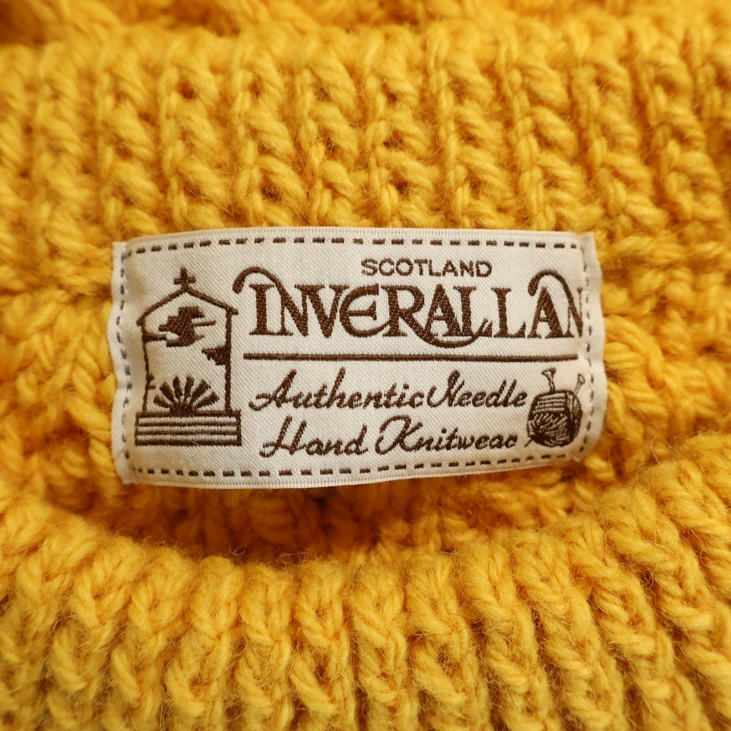 INVERALLAN(インバーアラン) ウール クルーネック ケーブルニット セーター イエロー