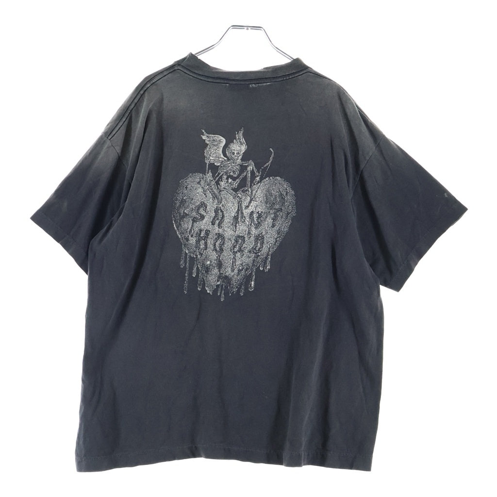 SAINT MICHAEL(セントマイケル) 25SS ×NEIGHBORHOOD STHD. SS TEE FEARLESS ネイバーフッド フィアレス ヴィンテージ加工 クルーネック半袖Tシャツ カットソー ブラック SM-HR8-0000-C70