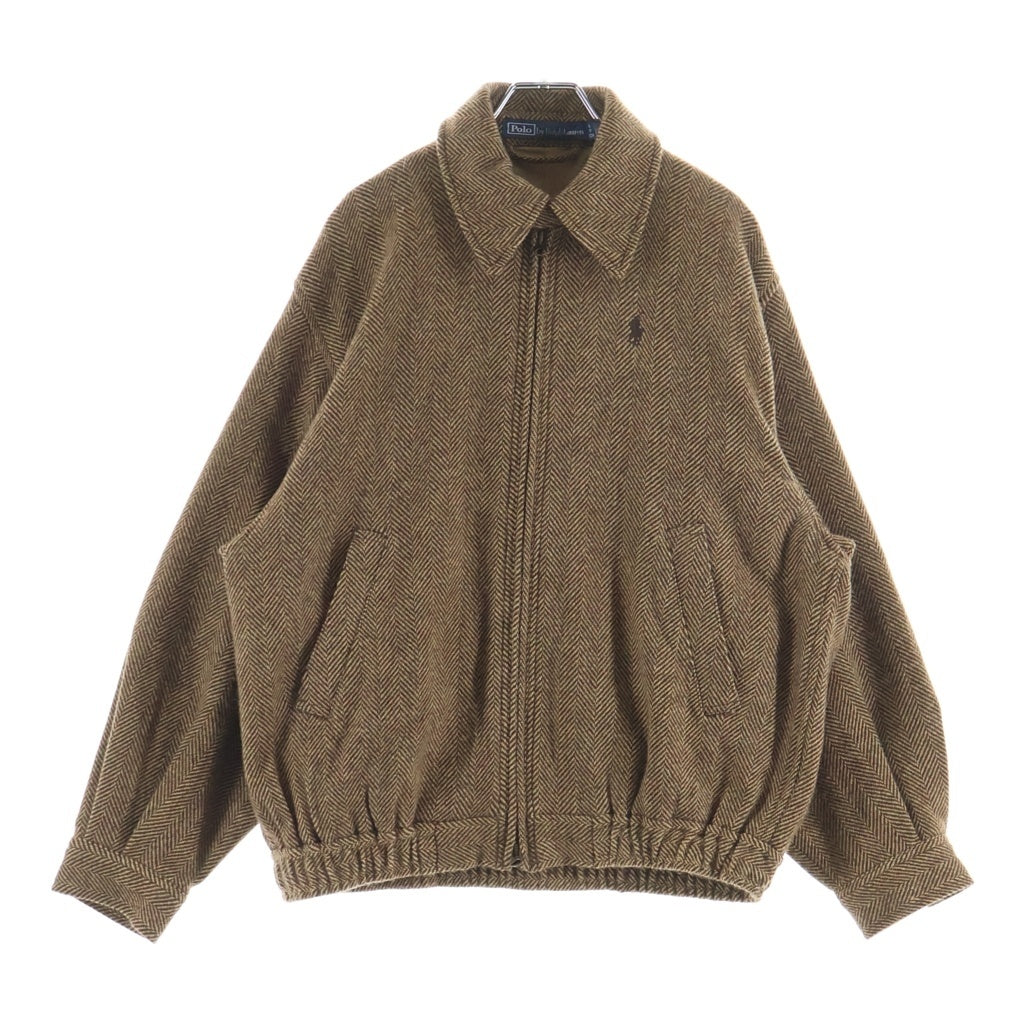 POLO RALPH LAUREN(ポロラルフローレン) ポニーエンブロイダリー ヘリンボーン ウールツイル ブルゾンジャケット スウィングトップ ブラウン 211B17301001