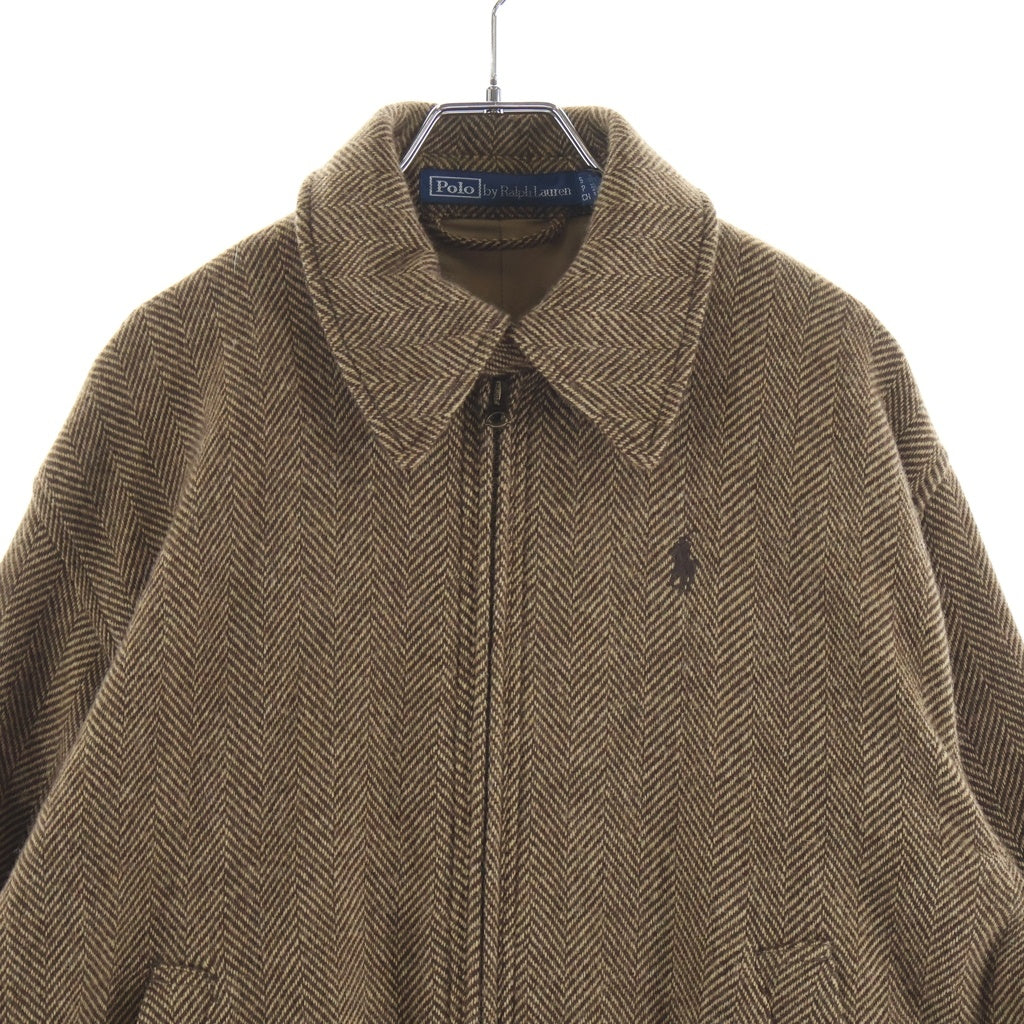 POLO RALPH LAUREN(ポロラルフローレン) ポニーエンブロイダリー ヘリンボーン ウールツイル ブルゾンジャケット スウィングトップ ブラウン 211B17301001