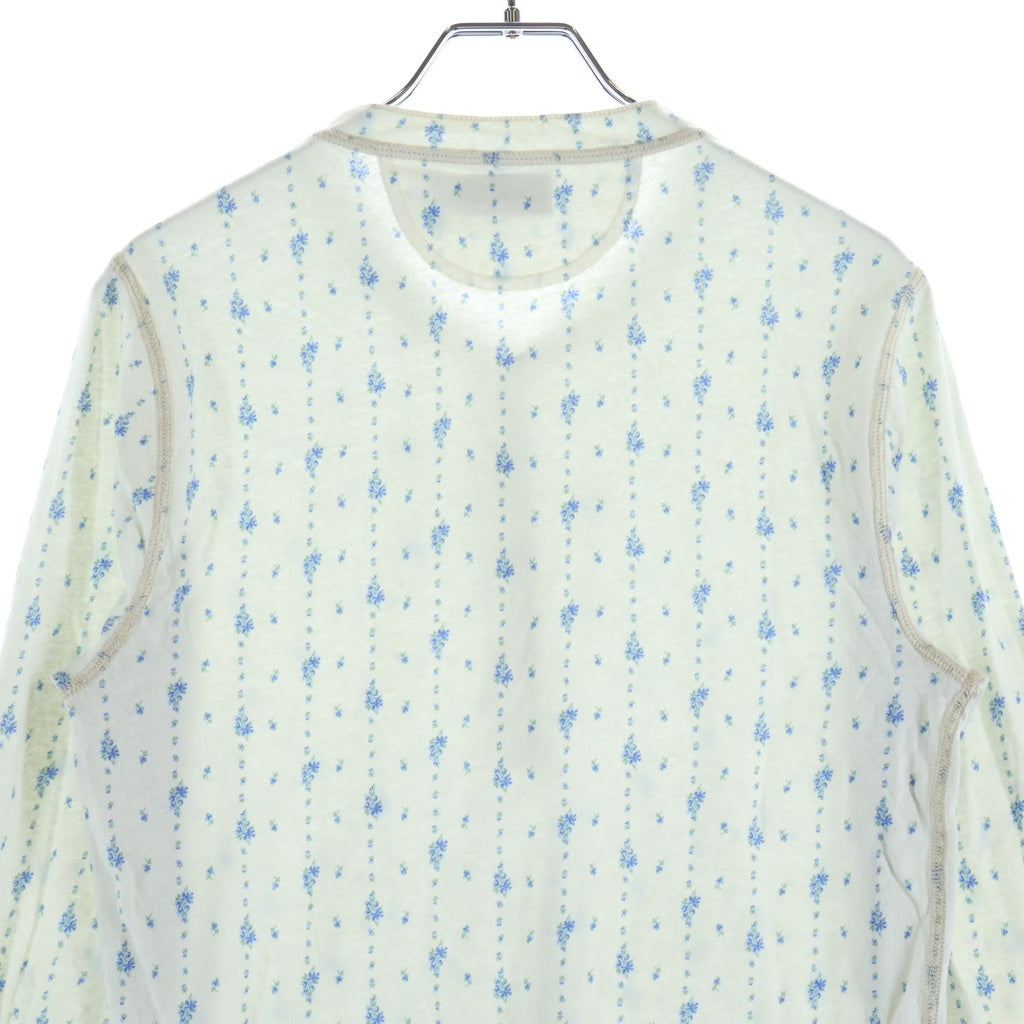 RRL(ダブルアールエル) フローラル リネンコットン ヘンリーネック長袖シャツ レディース ホワイト/ブルー 282P16978001
