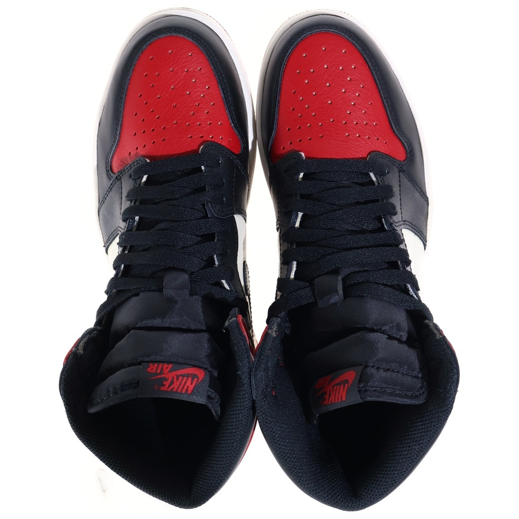 NIKE(ナイキ) AIR JORDAN 1 RETRO HIGH OG BRED TOE エアジョーダン1 レトロ ブレッド トゥ つま黒 ハイカットスニーカー レッド/ブラック/ホワイト US9.5/27.5cm 555088-610