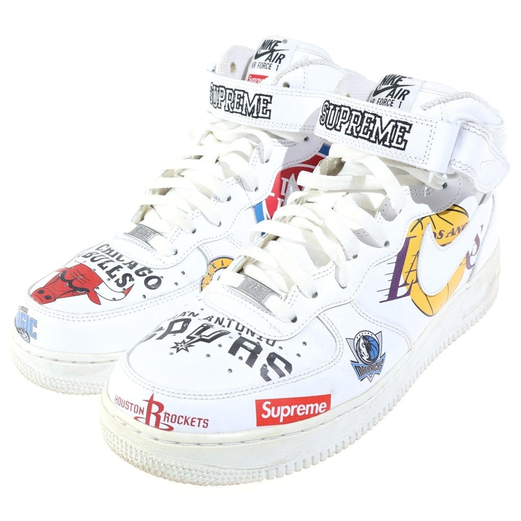 NIKE(ナイキ) ×NBA ×SUPREME AIR FORCE 1 MID '07 NBA シュプリーム エアフォース ミッドカットスニーカー ホワイト US10/28cm AQ8017-100