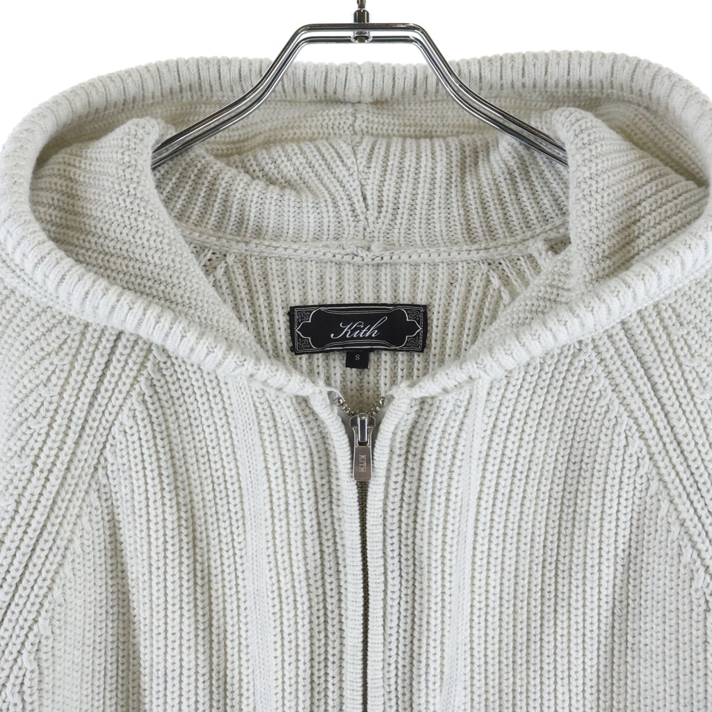 KITH(キス) Full Zip Knit Miles Hoodie ニットマイルズフーディ フルジップアップパーカー ライトグレー 26-080-060-0004