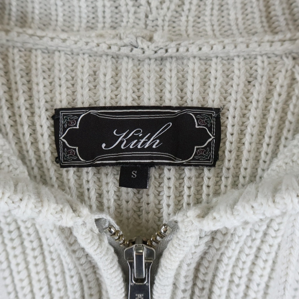 KITH(キス) Full Zip Knit Miles Hoodie ニットマイルズフーディ フルジップアップパーカー ライトグレー 26-080-060-0004