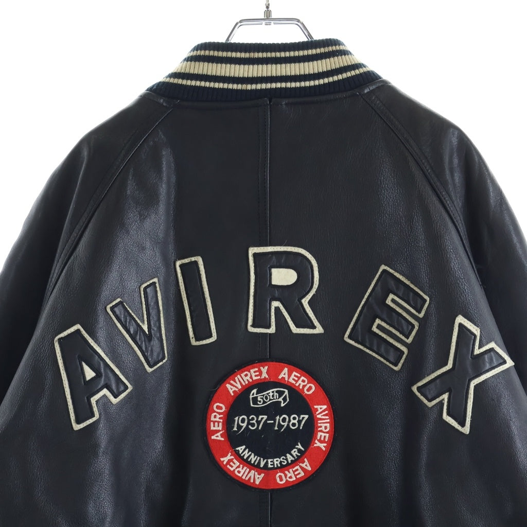 AVIREX(アヴィレックス) AVIREX CHAMPS 50周年記念モデル レザーバーシティジャケット スタジャン ブラック