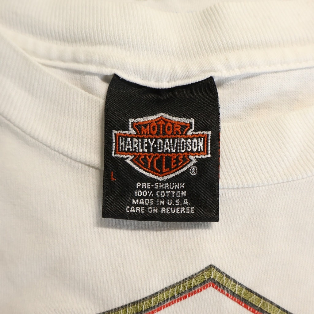 HARLEY DAVIDSON(ハーレーダビッドソン) 90S VINTAGE CHICK'S ヴィンテージ USA製 両面プリントTシャツ 半袖クルーネックカットソー ホワイト