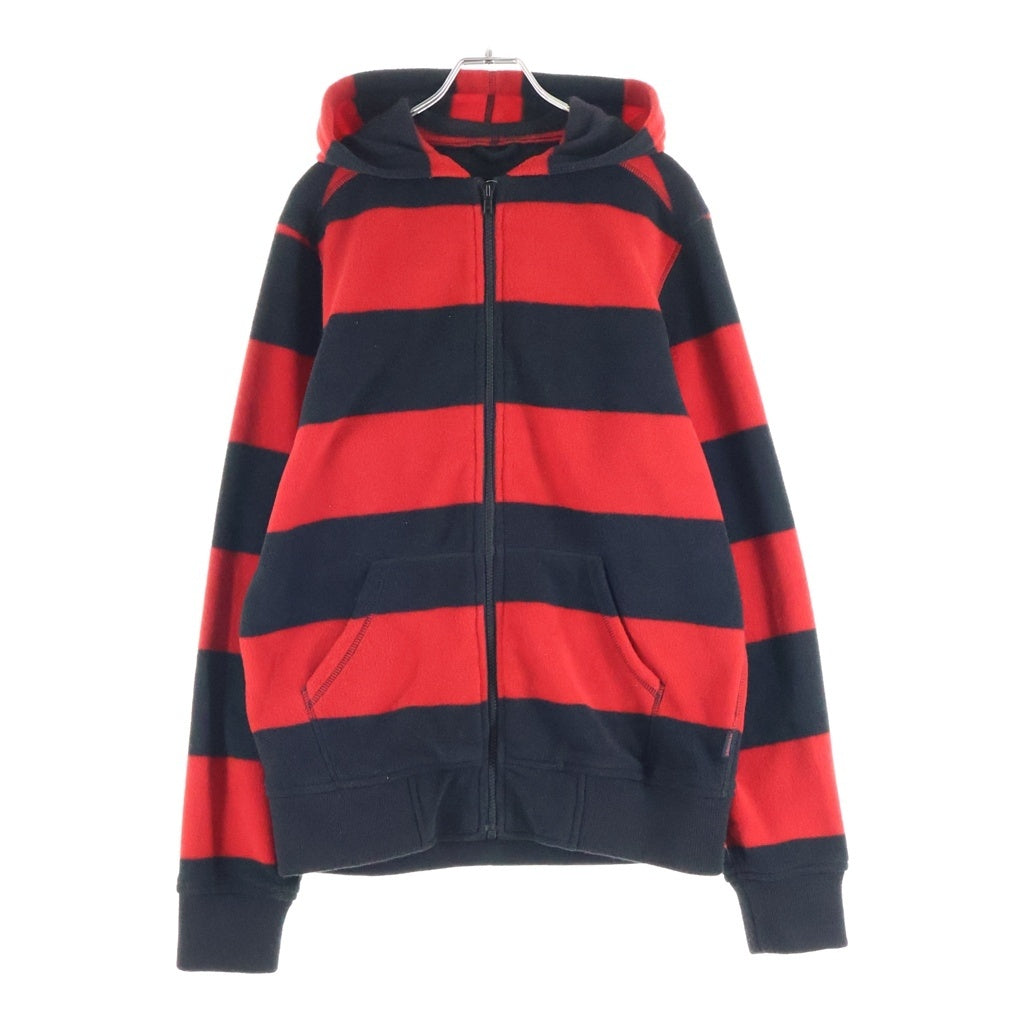 STUSSY(ステューシー) 00S OLD オールド バックロゴプリント ボーダー ジップアップフーデッドフリースパーカー レッド/ブラック