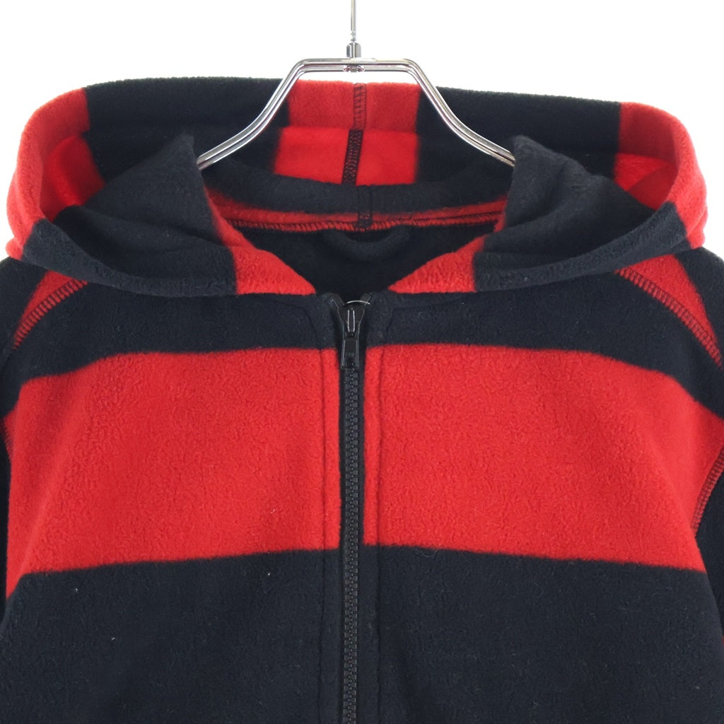 STUSSY(ステューシー) 00S OLD オールド バックロゴプリント ボーダー ジップアップフーデッドフリースパーカー レッド/ブラック