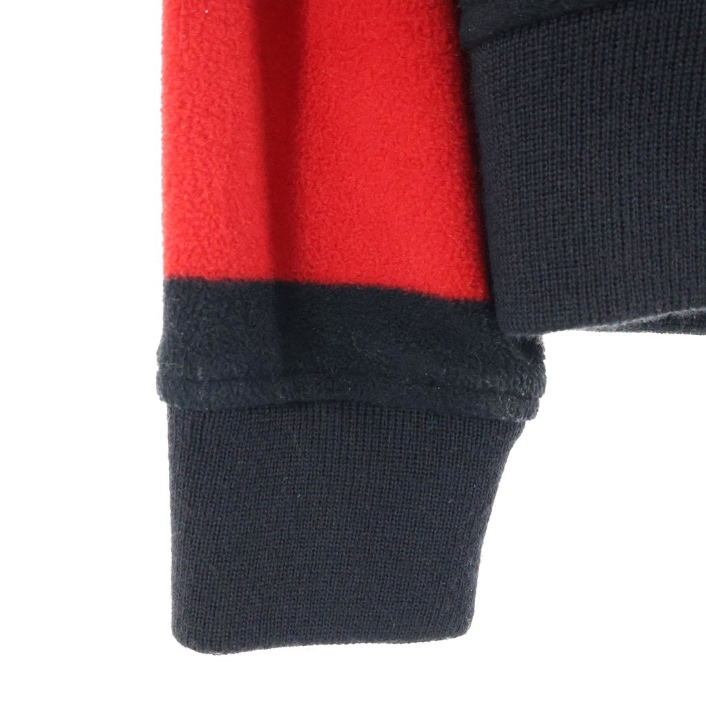 STUSSY(ステューシー) 00S OLD オールド バックロゴプリント ボーダー ジップアップフーデッドフリースパーカー レッド/ブラック