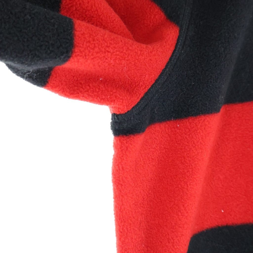 STUSSY(ステューシー) 00S OLD オールド バックロゴプリント ボーダー ジップアップフーデッドフリースパーカー レッド/ブラック