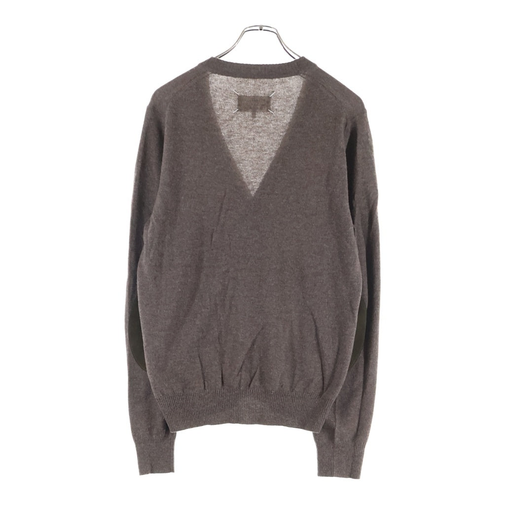Maison Margiela(メゾンマルジェラ) 17AW エルボーパッチ Vネック ニットカーディガン ブラウン S30HA0968