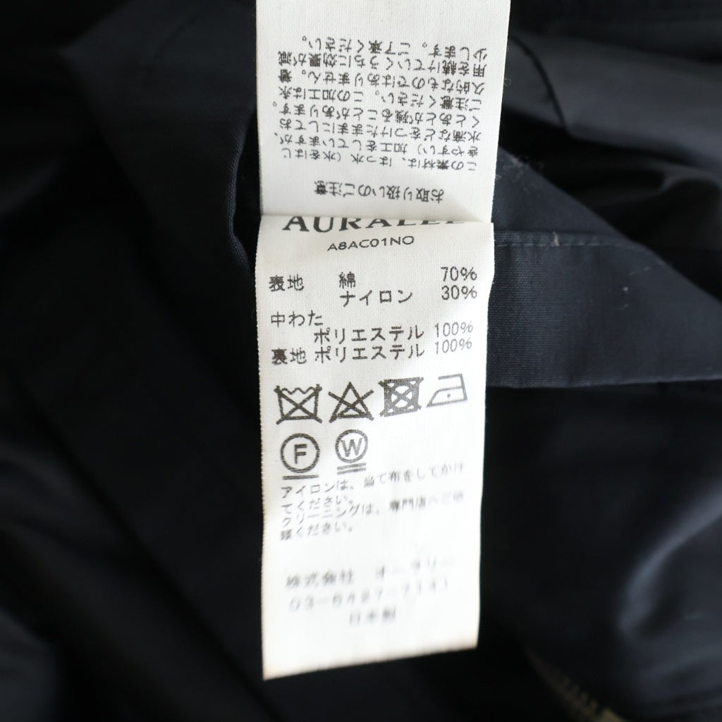 AURALEE(オーラリー) FINX NYLON OX BATTING HOODED COAT フィンクスナイロン オックス バッティングフーデッドコート ブラック A8AC01NO