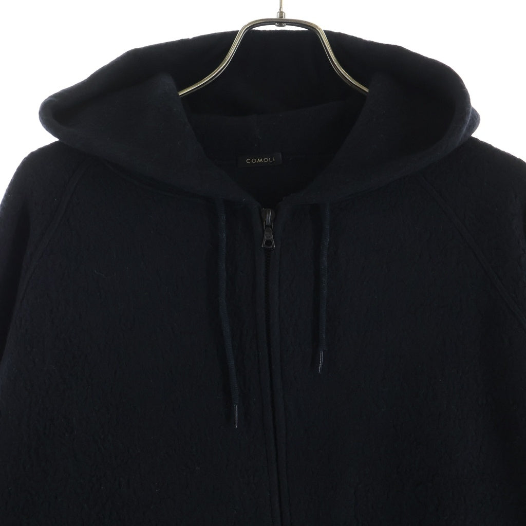 COMOLI(コモリ) 21AW ウール ジップアップパーカー フーディー ブラック L03-05004